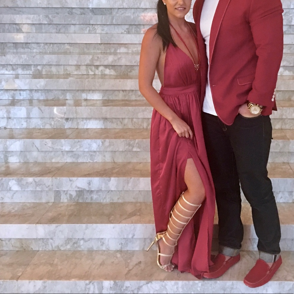 Stunning red silk maxi dress